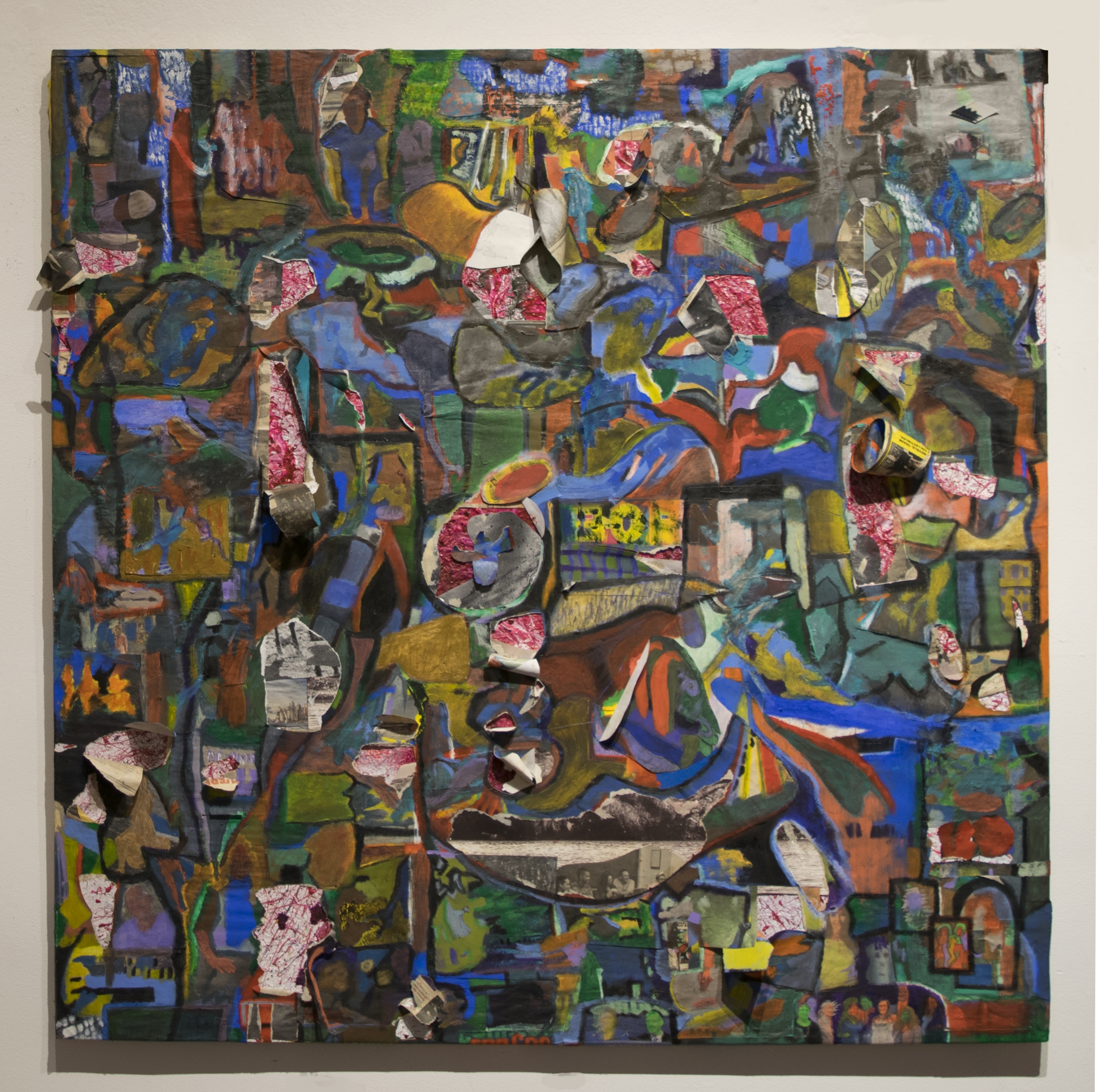 Forty, 31.5 x 31.5 inches, Oil and Collage on Canvas, 2023